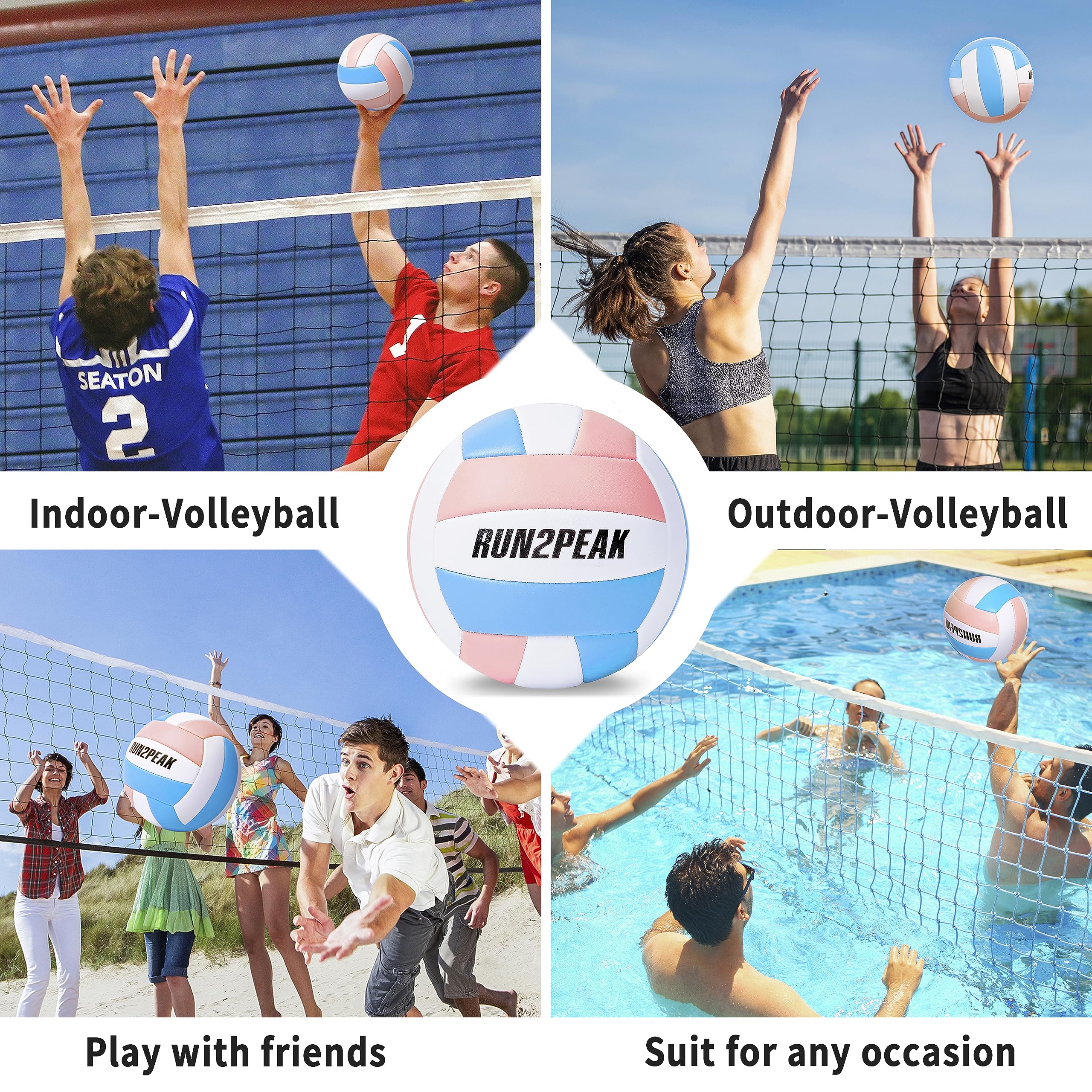 Indoor outdoor volleyball with high-precision stitching and airtight valve for stability