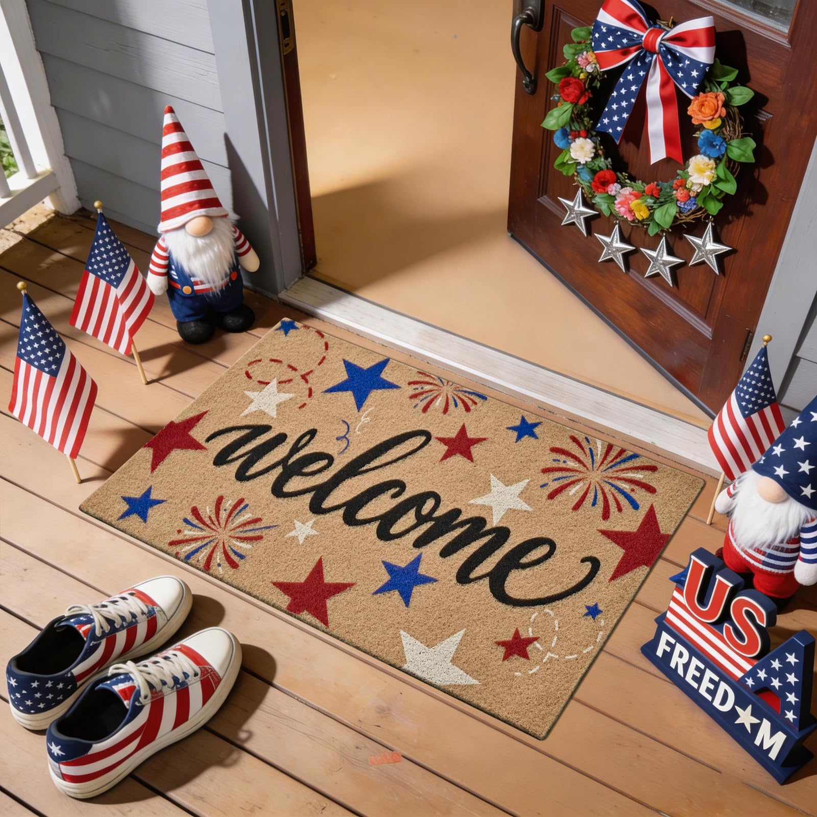 Versatile indoor outdoor mat for festive home decor