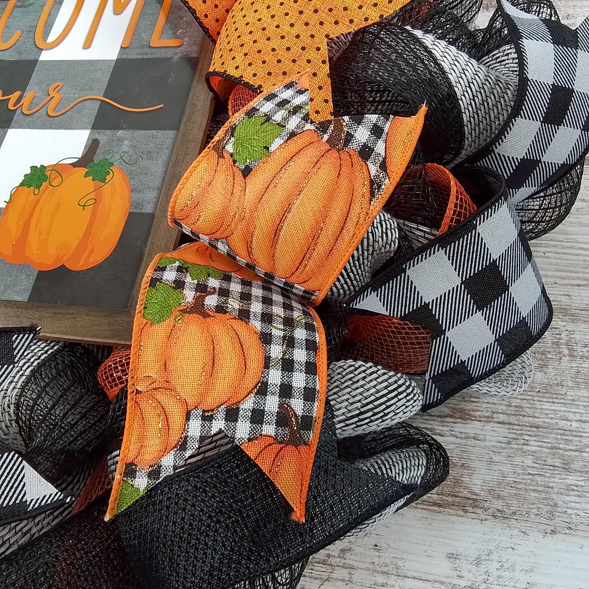 Front door wreath 24 inch pumpkin autumn decor