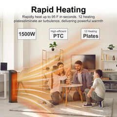 Oscillating indoor heater with 70-degree wide-angle heat distribution