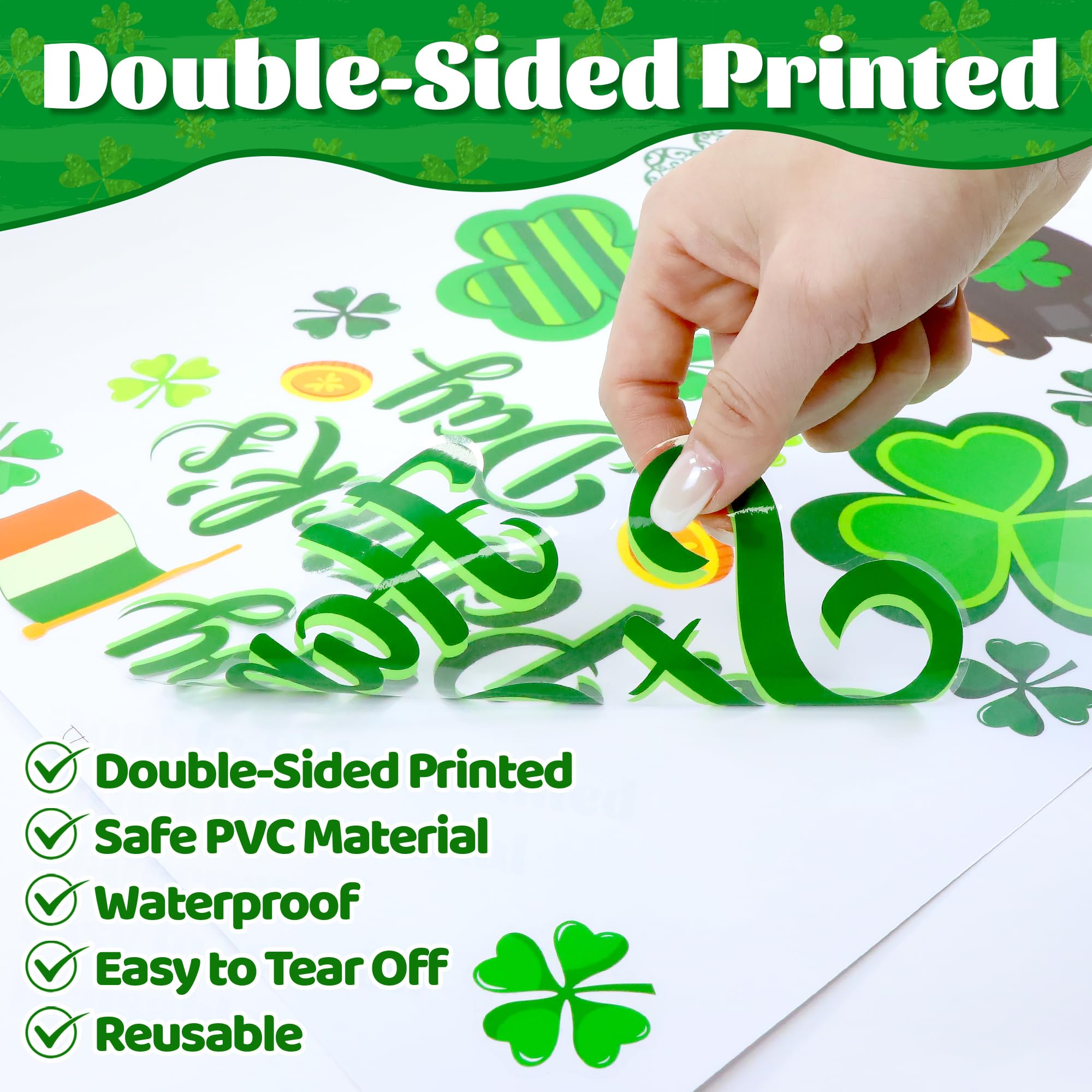 Tomte holding a beer design on St.Patrick's Day window cling
