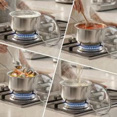 Induction compatible stainless steel pot exterior