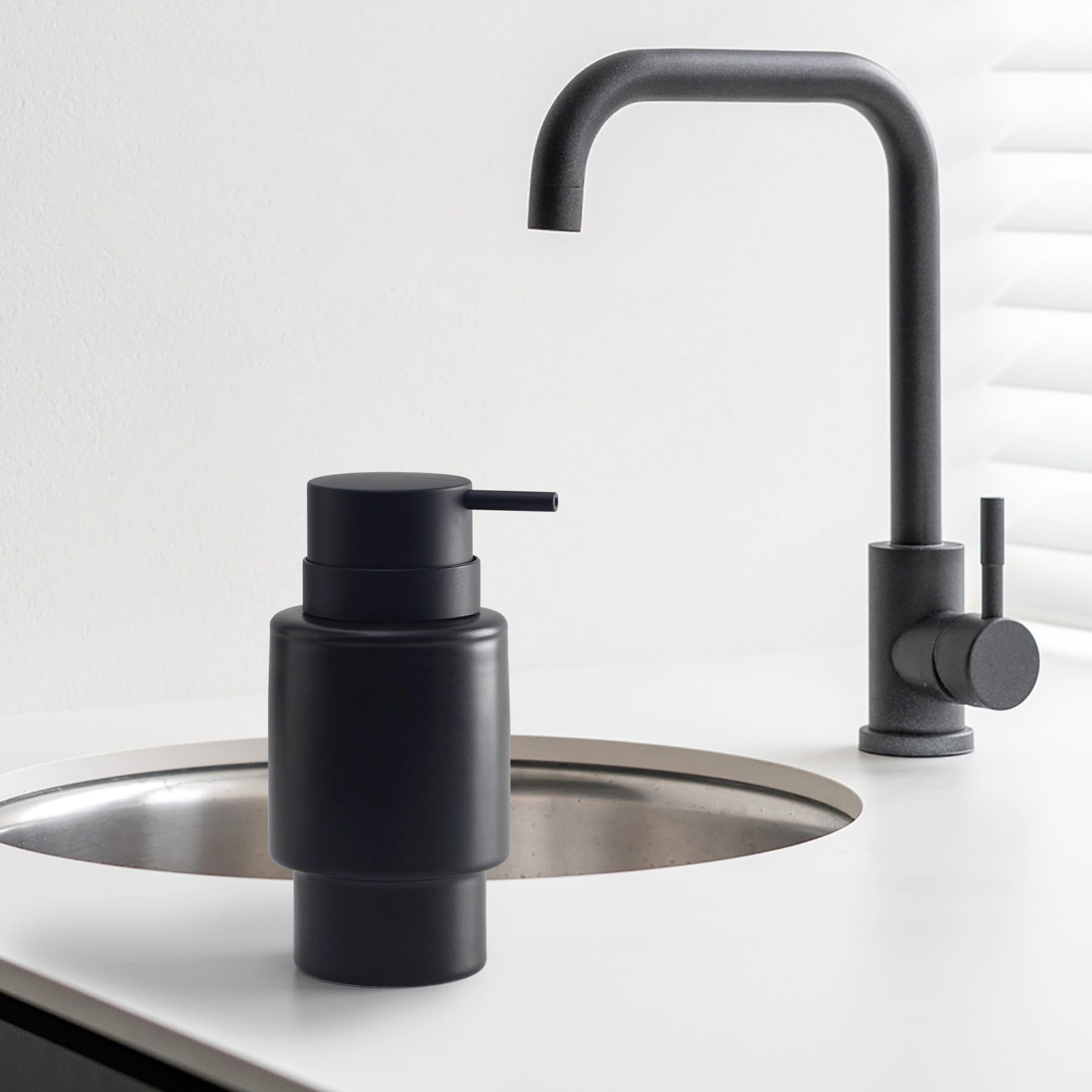 Industrial minimalist black soap dispenser design