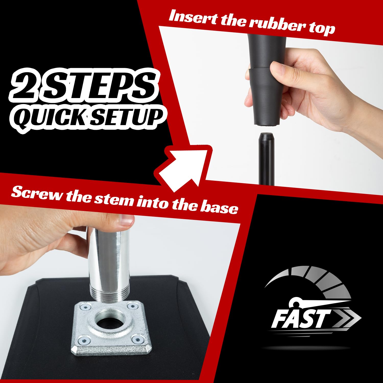 Tool-free two-step assembly for quick setup