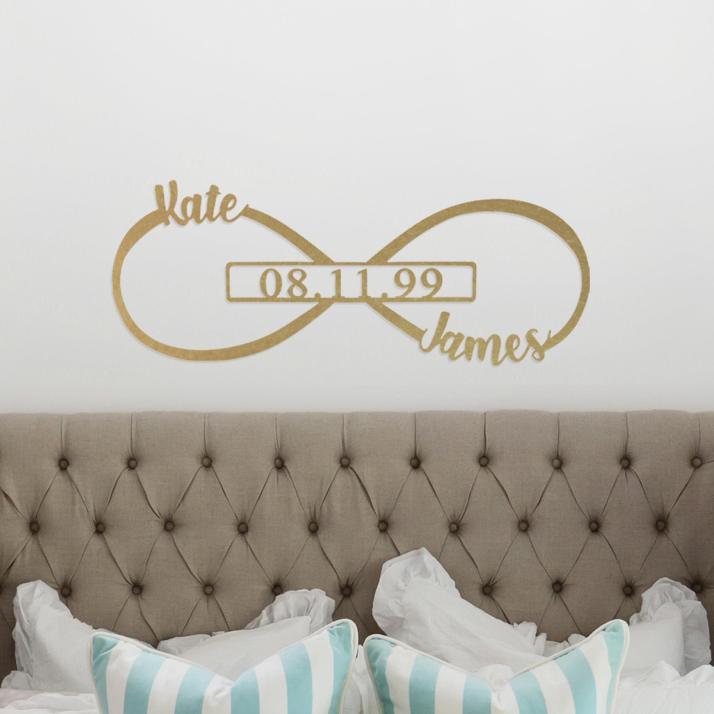 Infinity Wall Decor with Date close up of customization