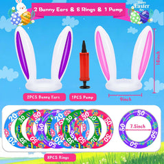 Eight inflatable rings for ring toss game play