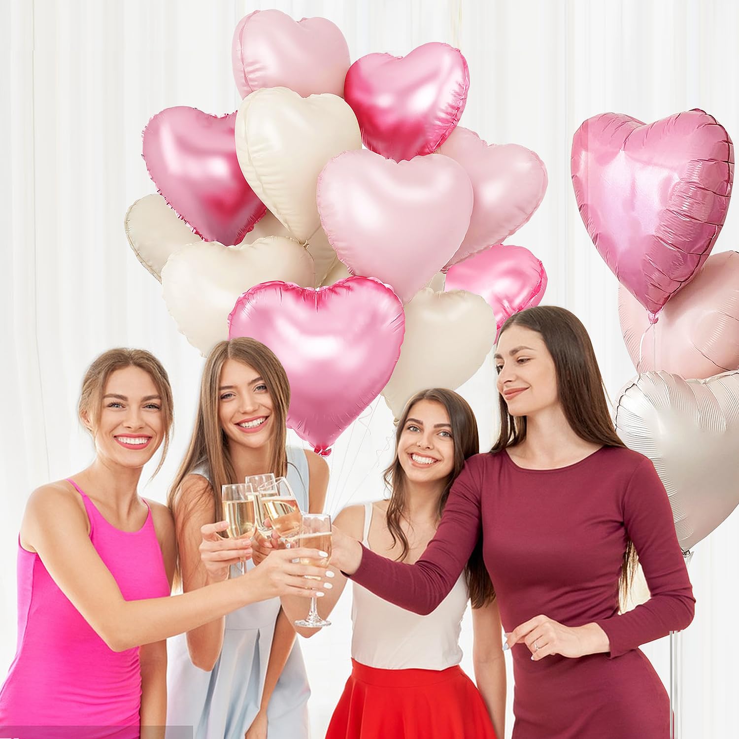 Inflation straw included with heart foil balloons