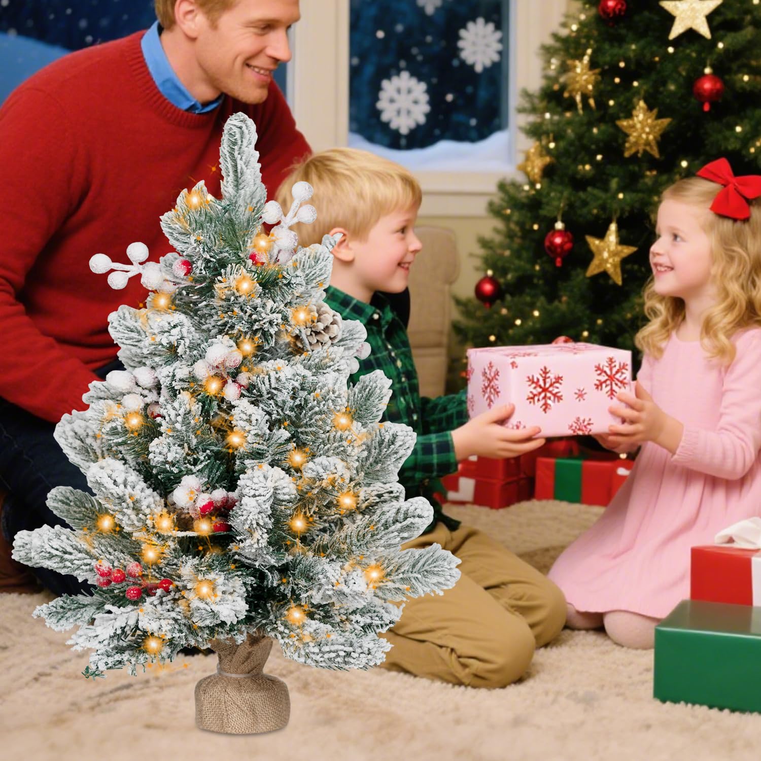 Detail showing 8 pinecones on ININ mini tree