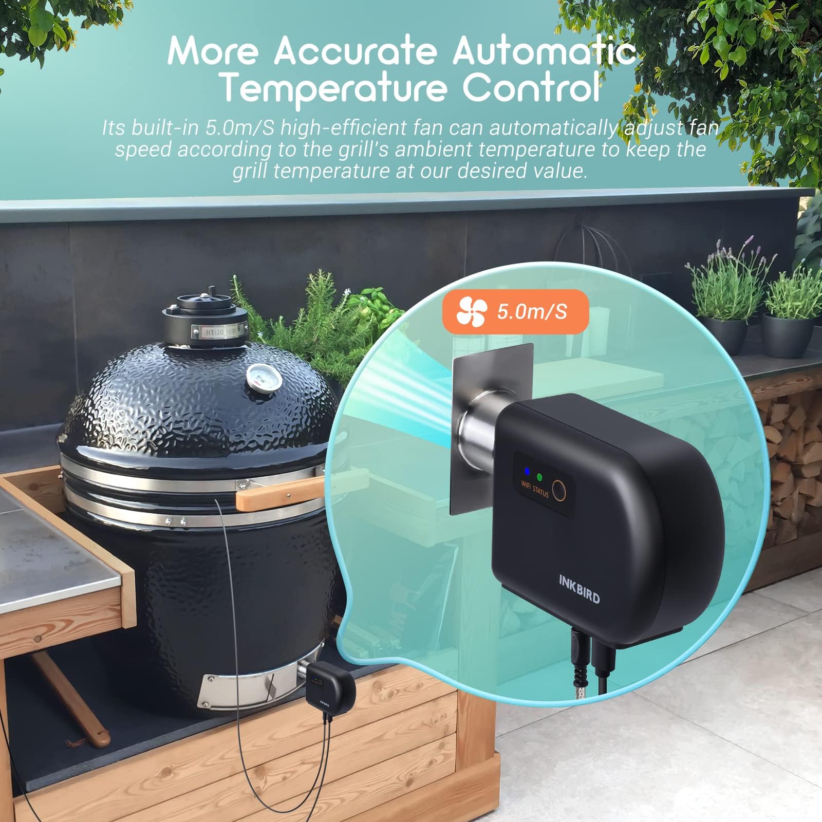 Smart lid detector and temperature alarms features on Inkbird app