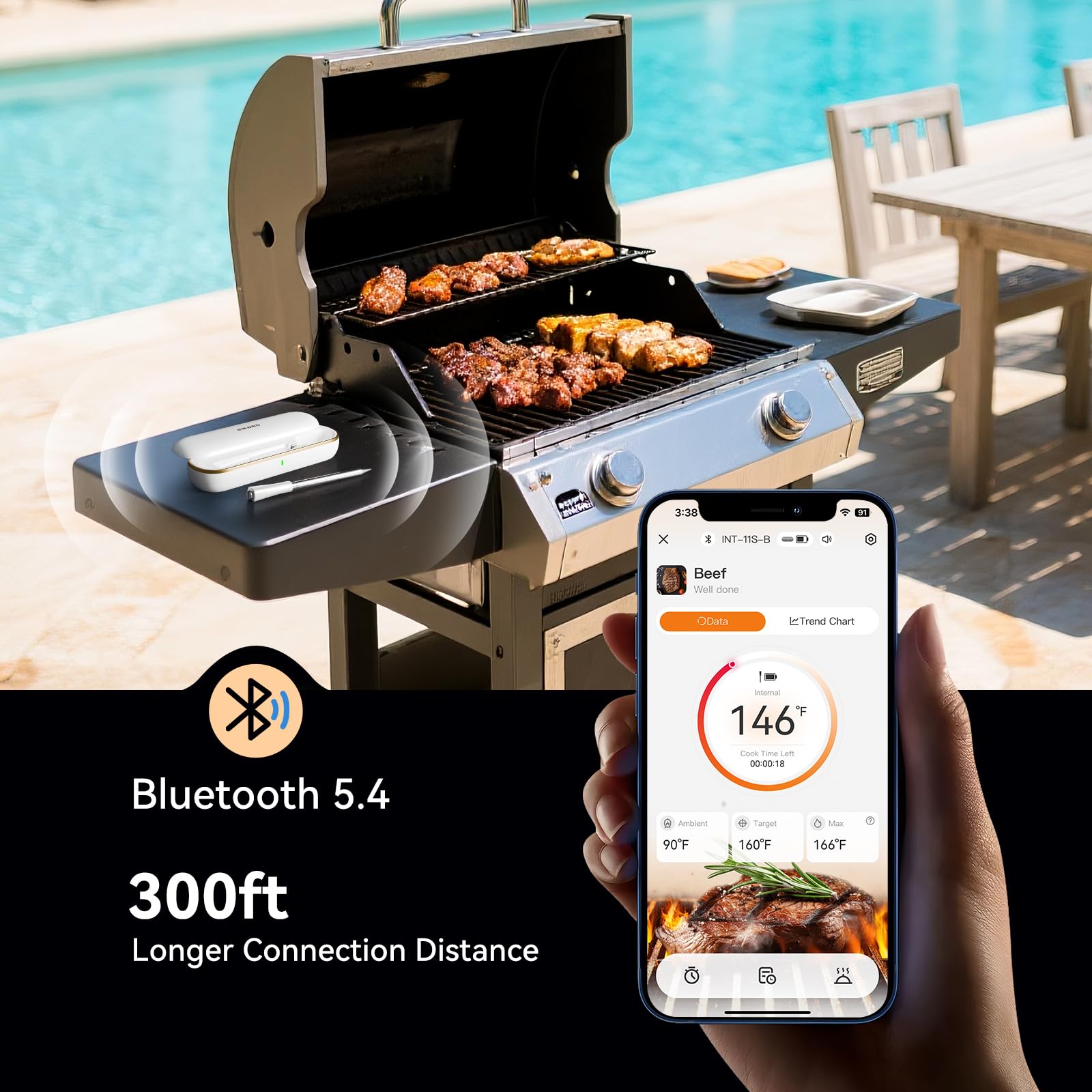 INKBIRD INT-11S-B wireless thermometer with Bluetooth 5.4 badge