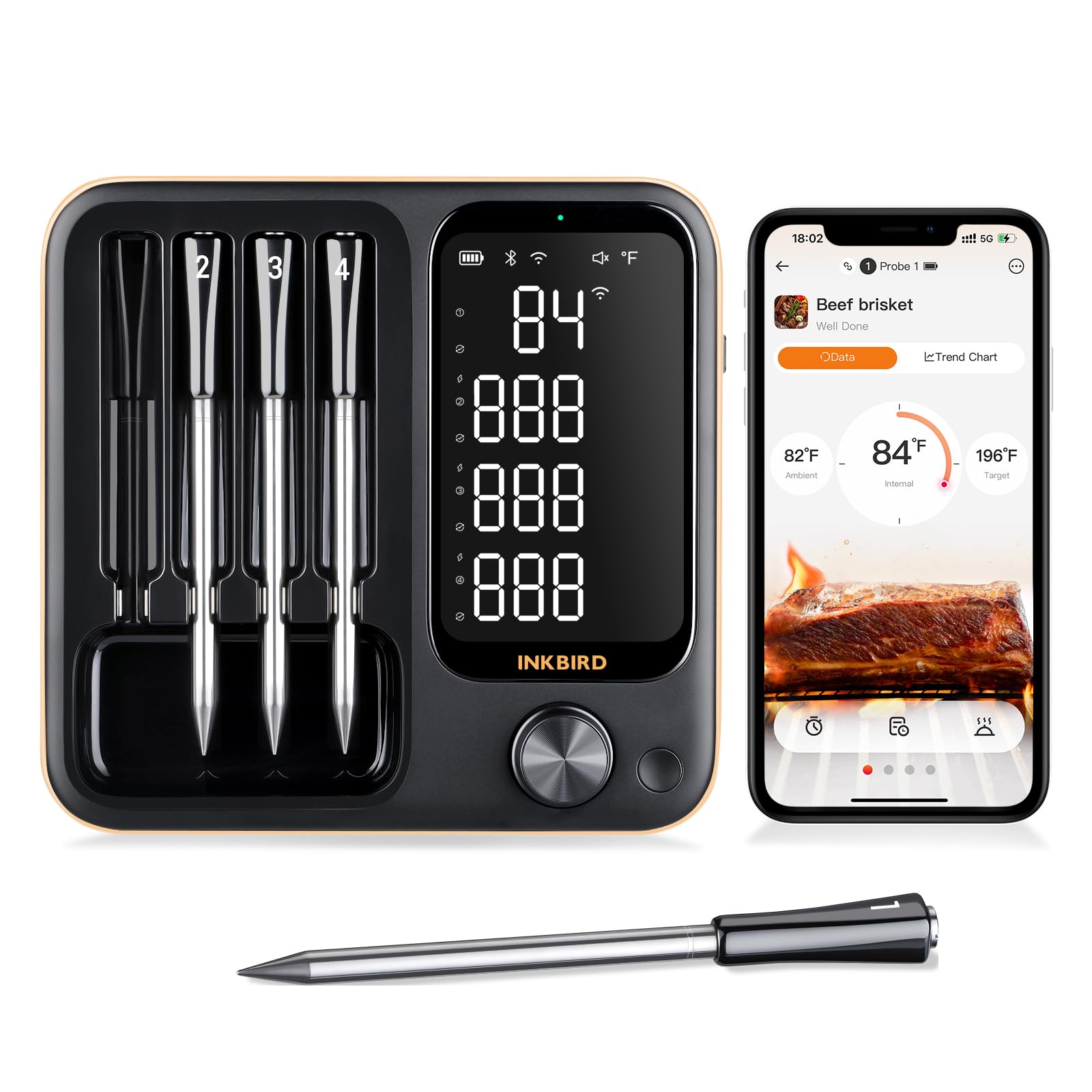 INKBIRD wifi wireless meat thermometer four probes display