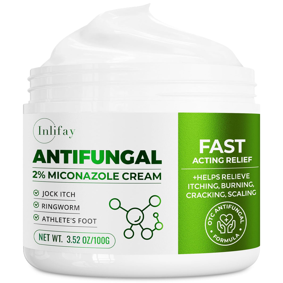 Inlifay 2% Miconazole Antifungal Cream label on tube