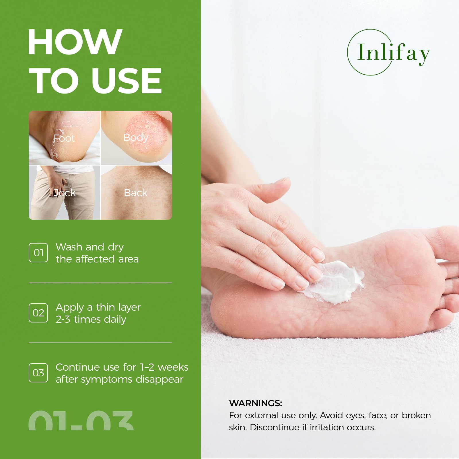 Inlifay jock itch antifungal cream product packaging