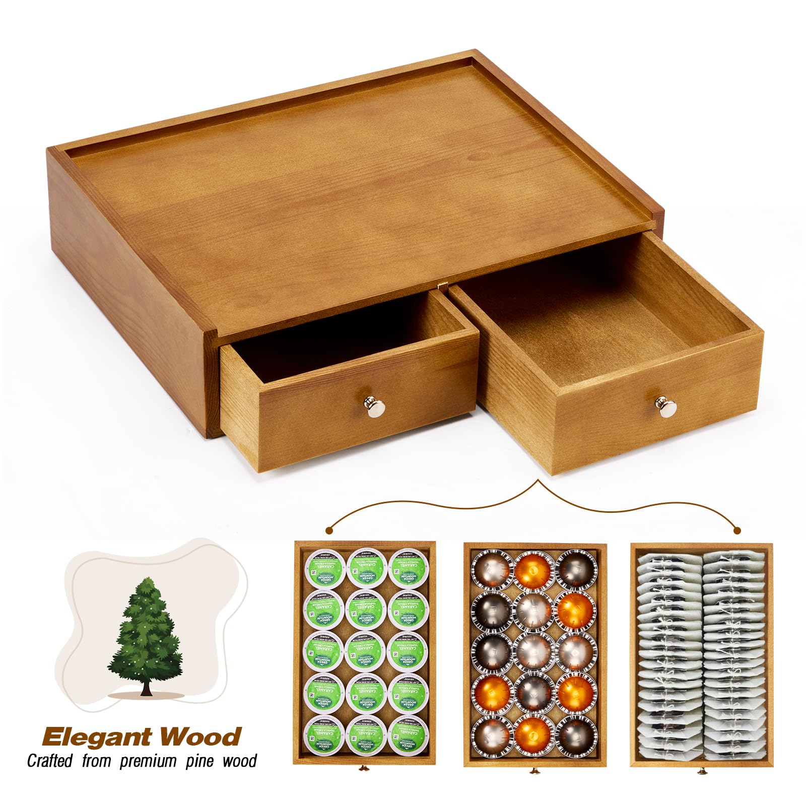 Dimensions 15.8L x 11.8W x 4H coffee pod storage