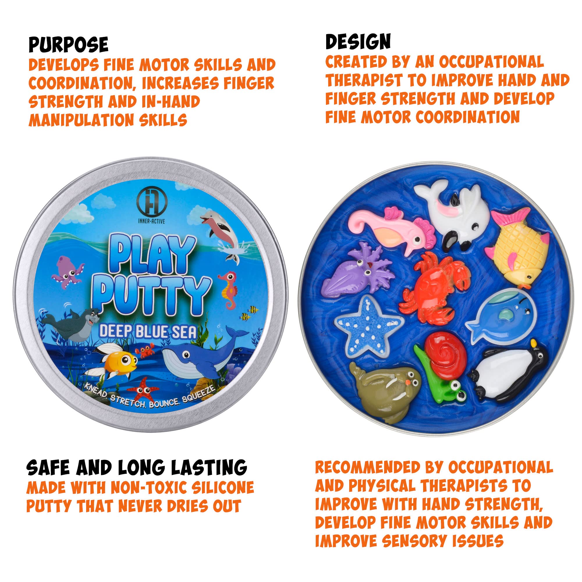Giftable therapy putty with charms for holidays and birthdays