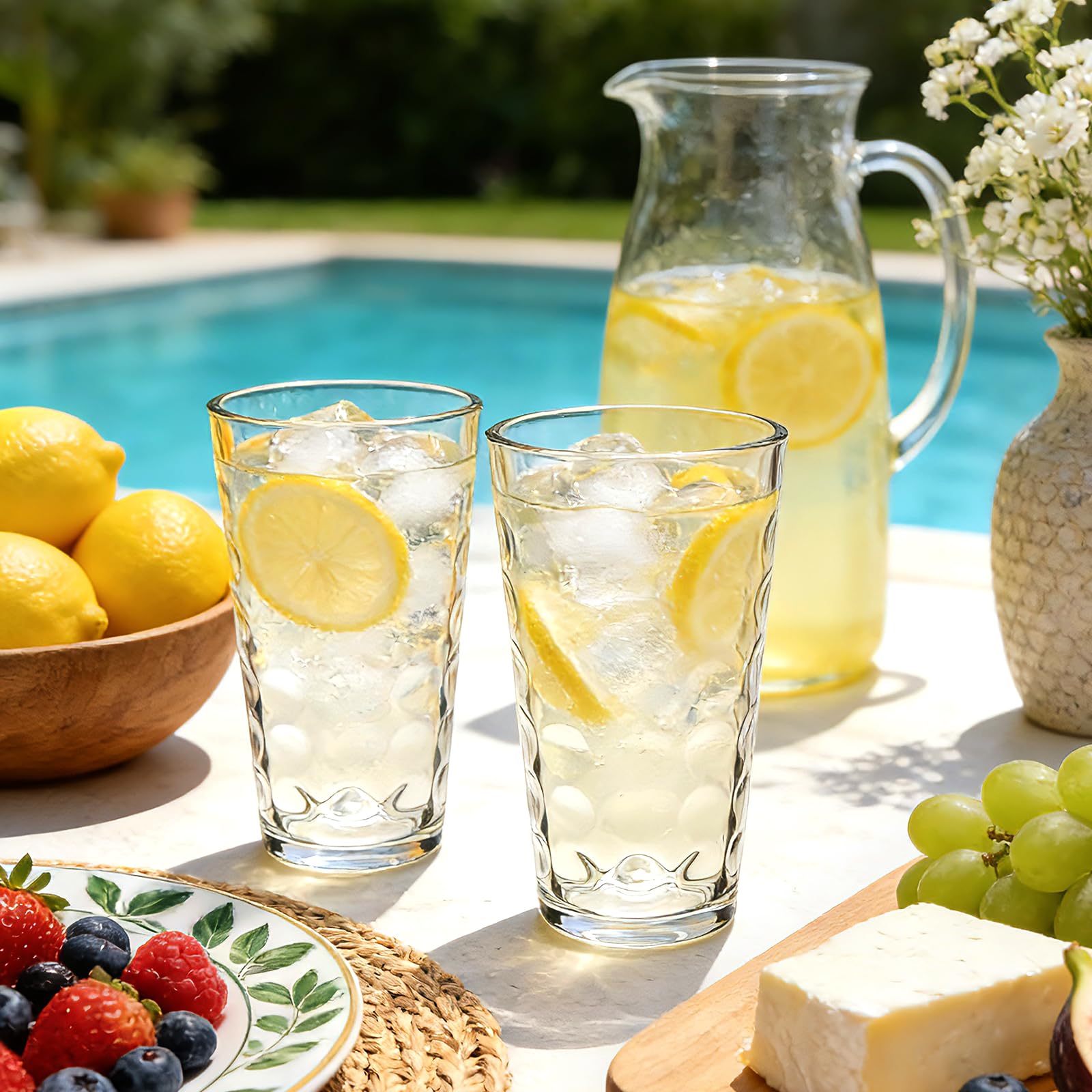 Inner polka dot pattern on highball glass cup