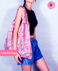 Two pink and purple reusable tote bags for shopping