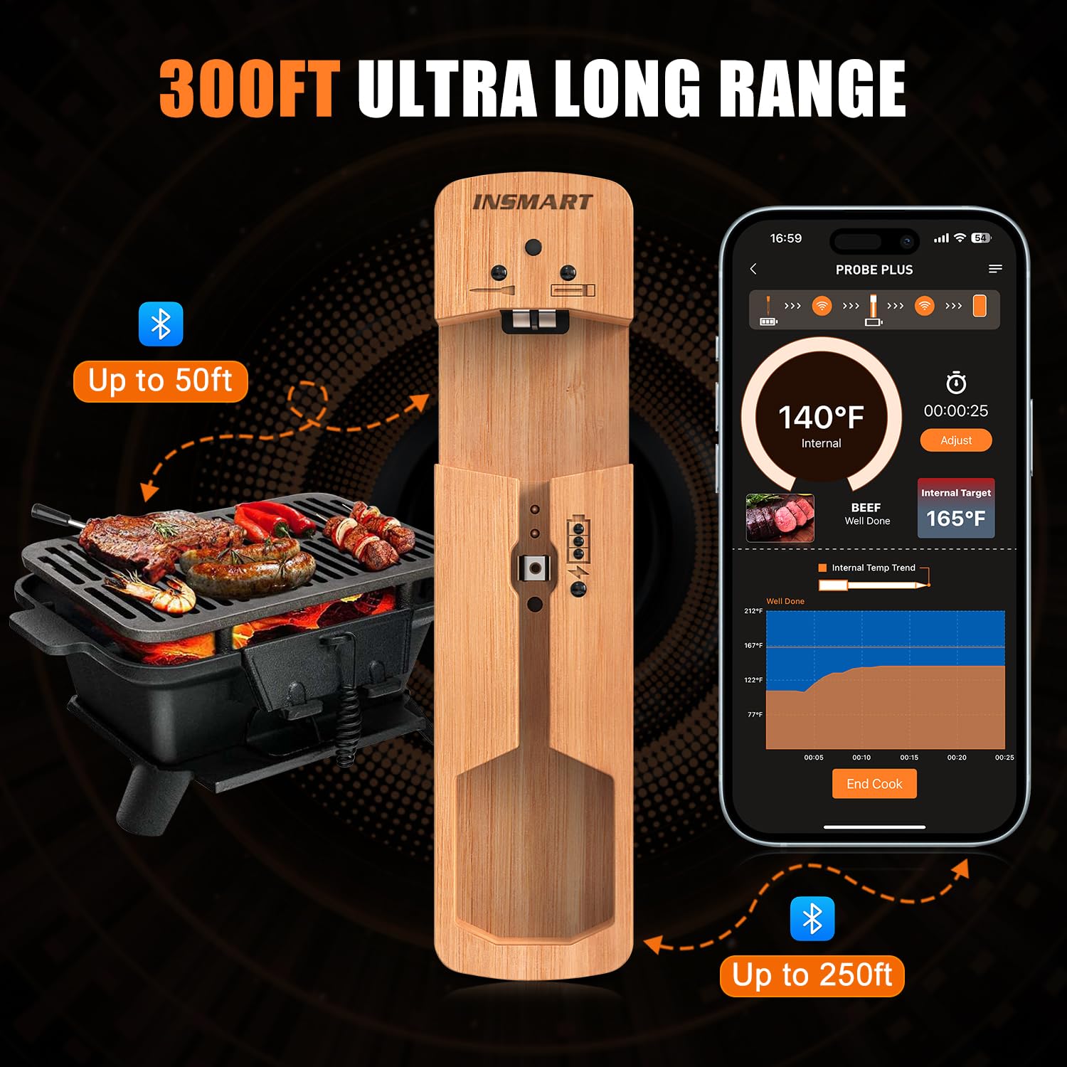 INSMART app interface displaying cooking alerts