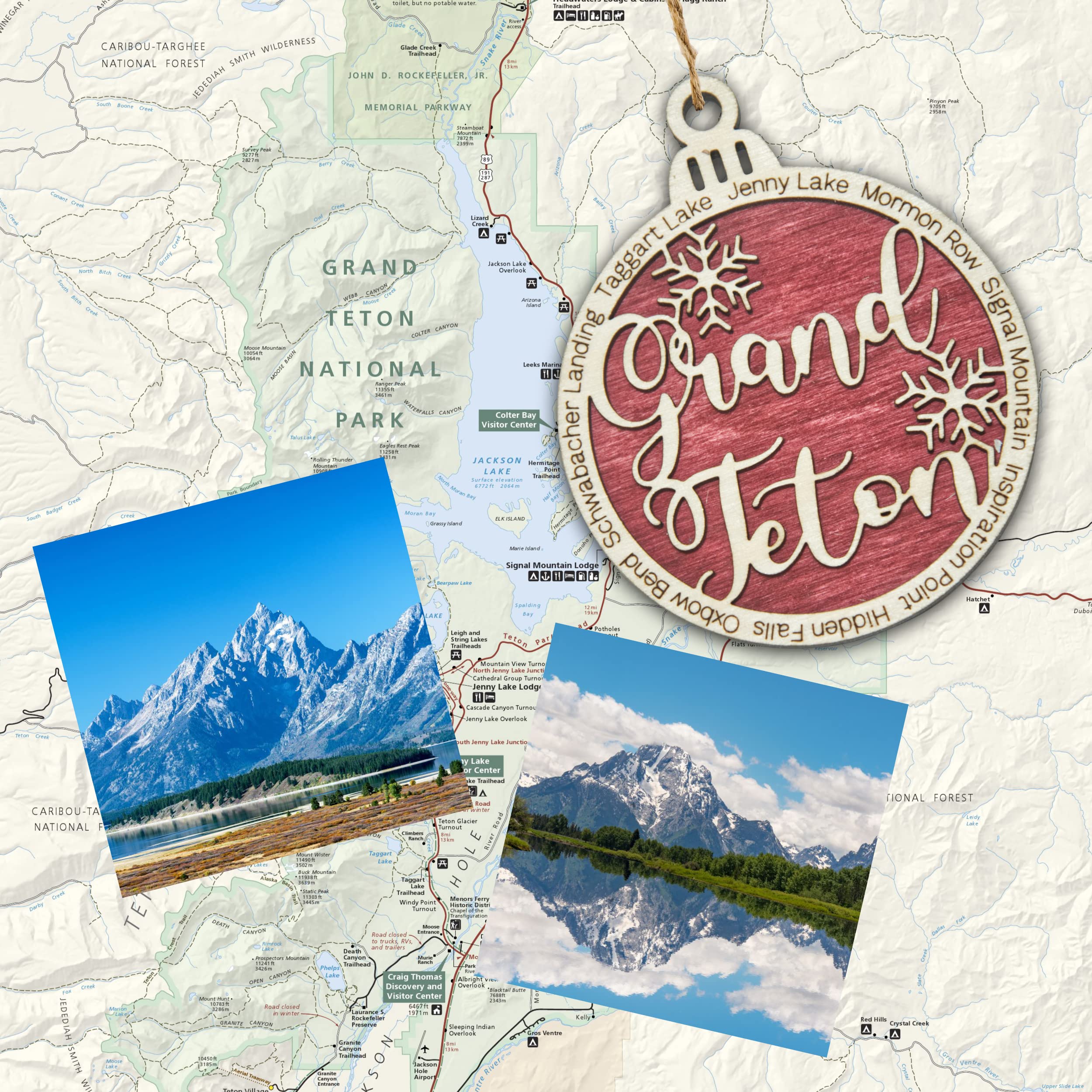 Inspiration Point landmark on Grand Teton ornament