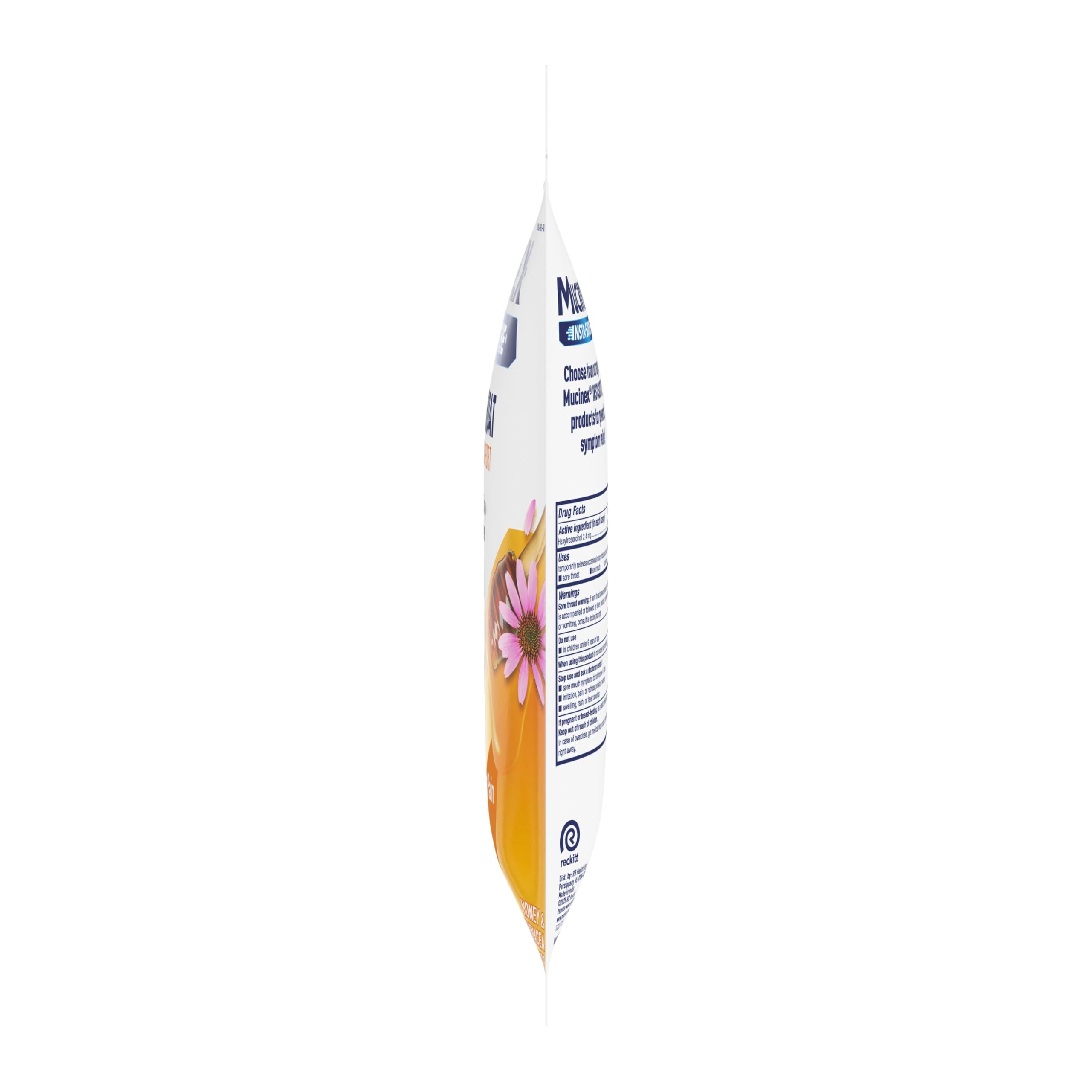 Mucinex sore throat drops instasoothe flavor honey echinacea