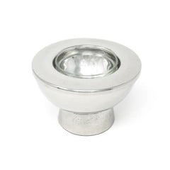 Insulated caviar server with hammered stainless steel finish and glass bowl