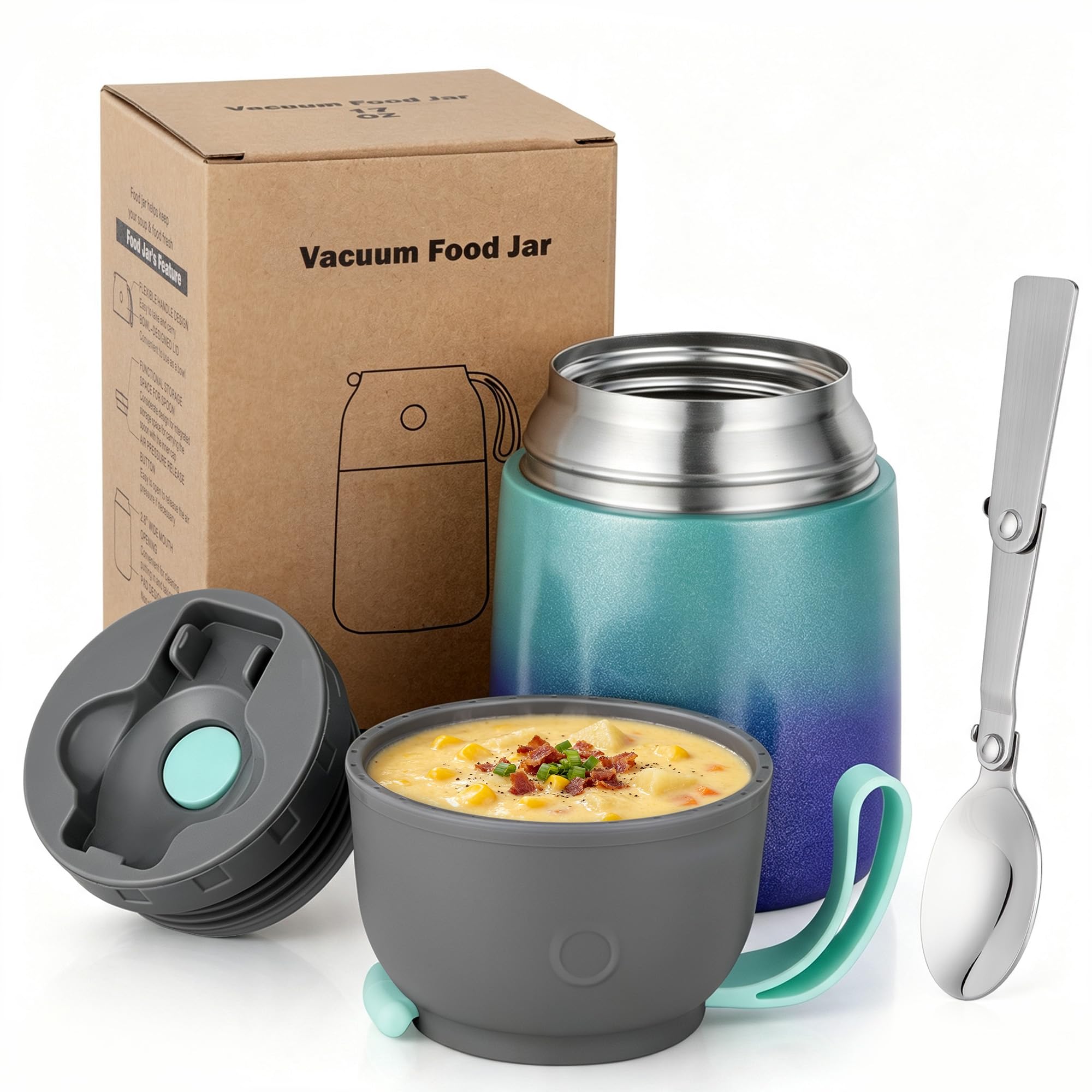 Insulated Thermo Soup Jar Rainbow 17 oz with spoon