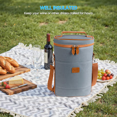 Insulated interior keeps two bottles cool