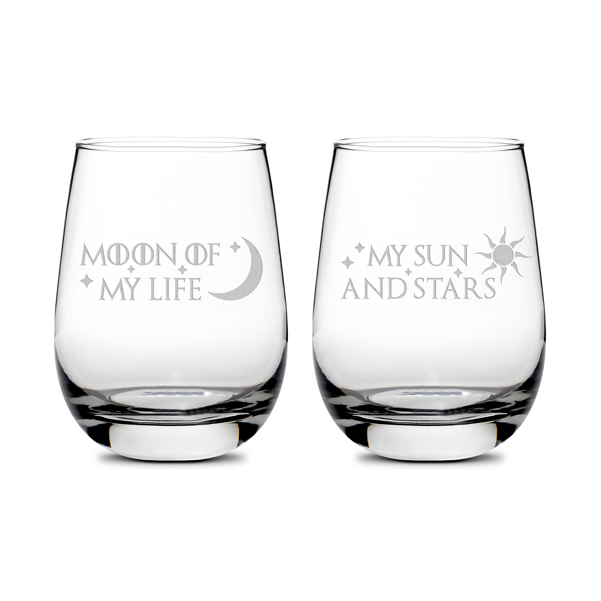 Integrity Bottles GOT Moon Of My Life 16oz stemless wine glasses set of 2