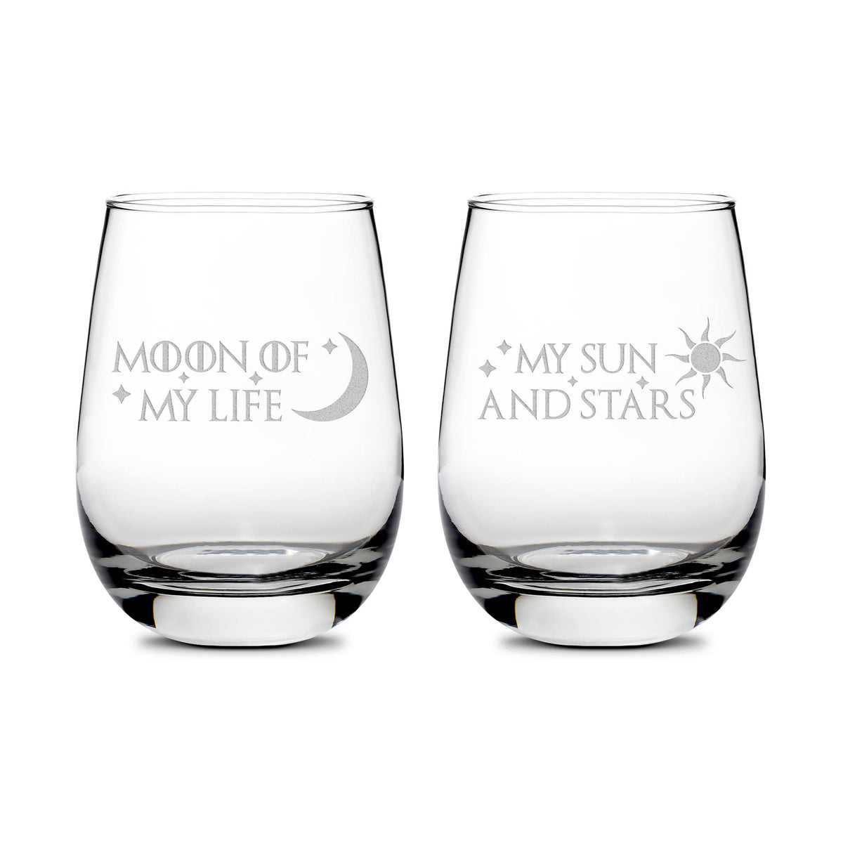 Integrity Bottles GOT Moon Of My Life 16oz stemless wine glasses set of 2