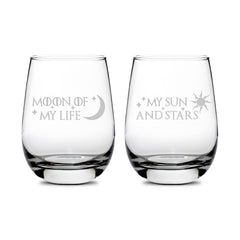Integrity Bottles GOT Moon Of My Life 16oz stemless wine glasses set of 2