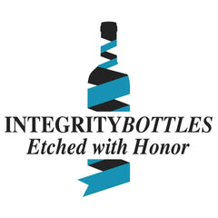 Integrity Bottles premium pint glass 16oz hand sand-carved deep etched design