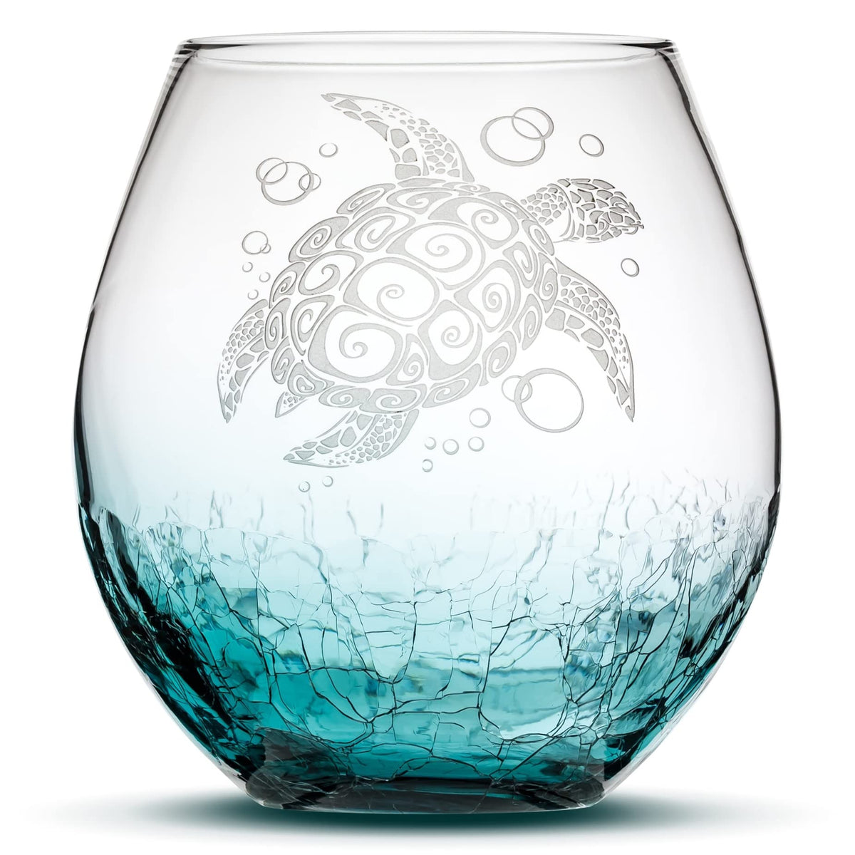 Integrity Bottles tribal sea turtle stemless wine glass 18oz