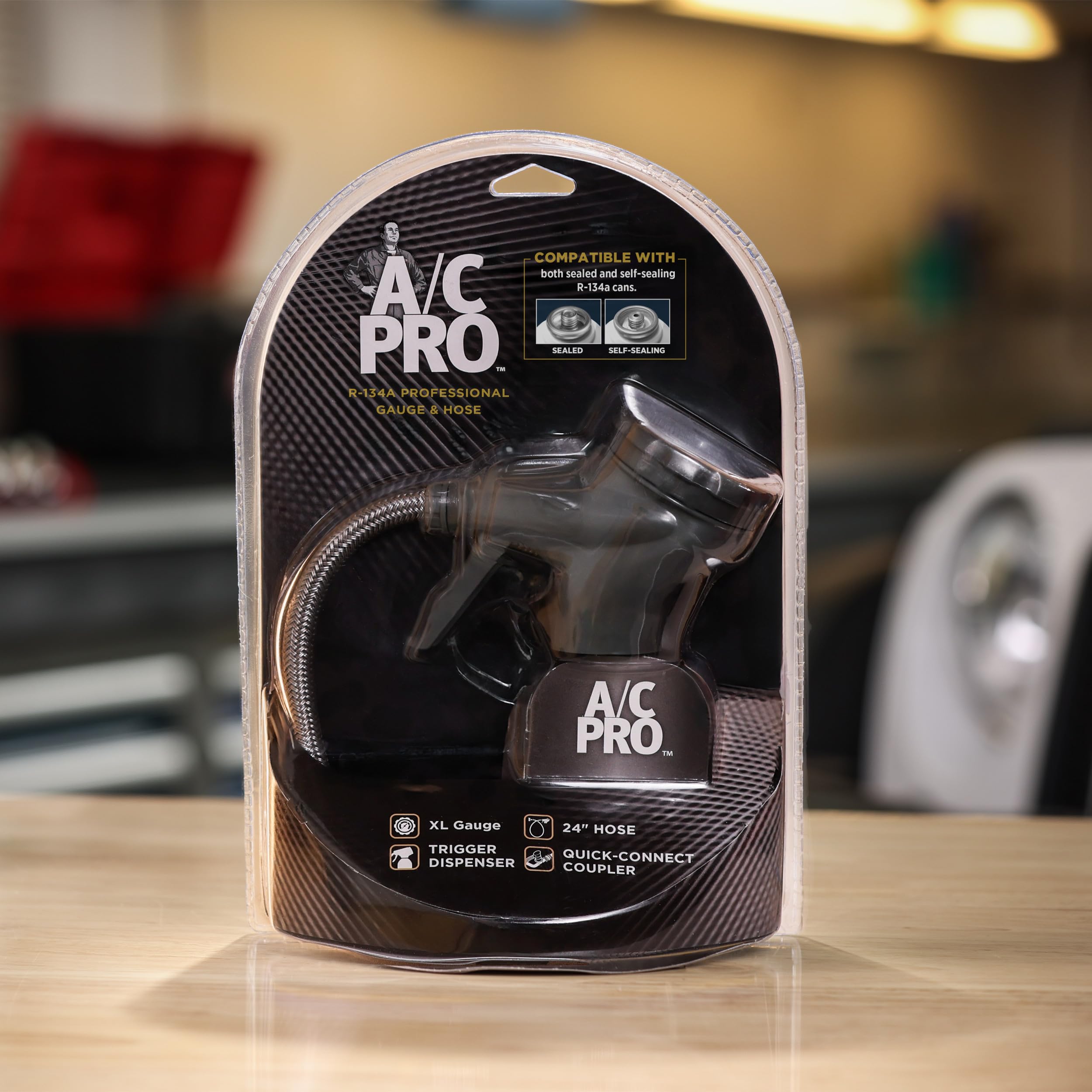 InterDynamics Car A/C Pro gauge and hose packaging