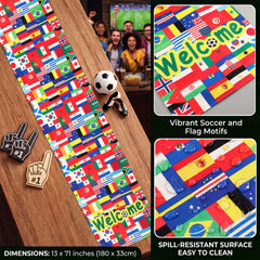 international flags soccer table runner design