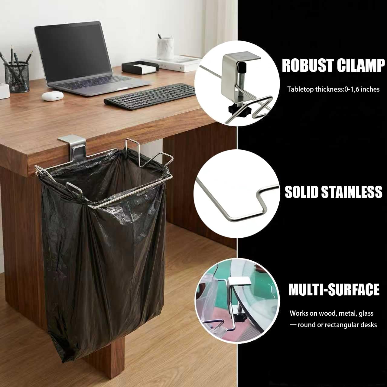 Eco friendly trash bag holder compatible with reusable bags