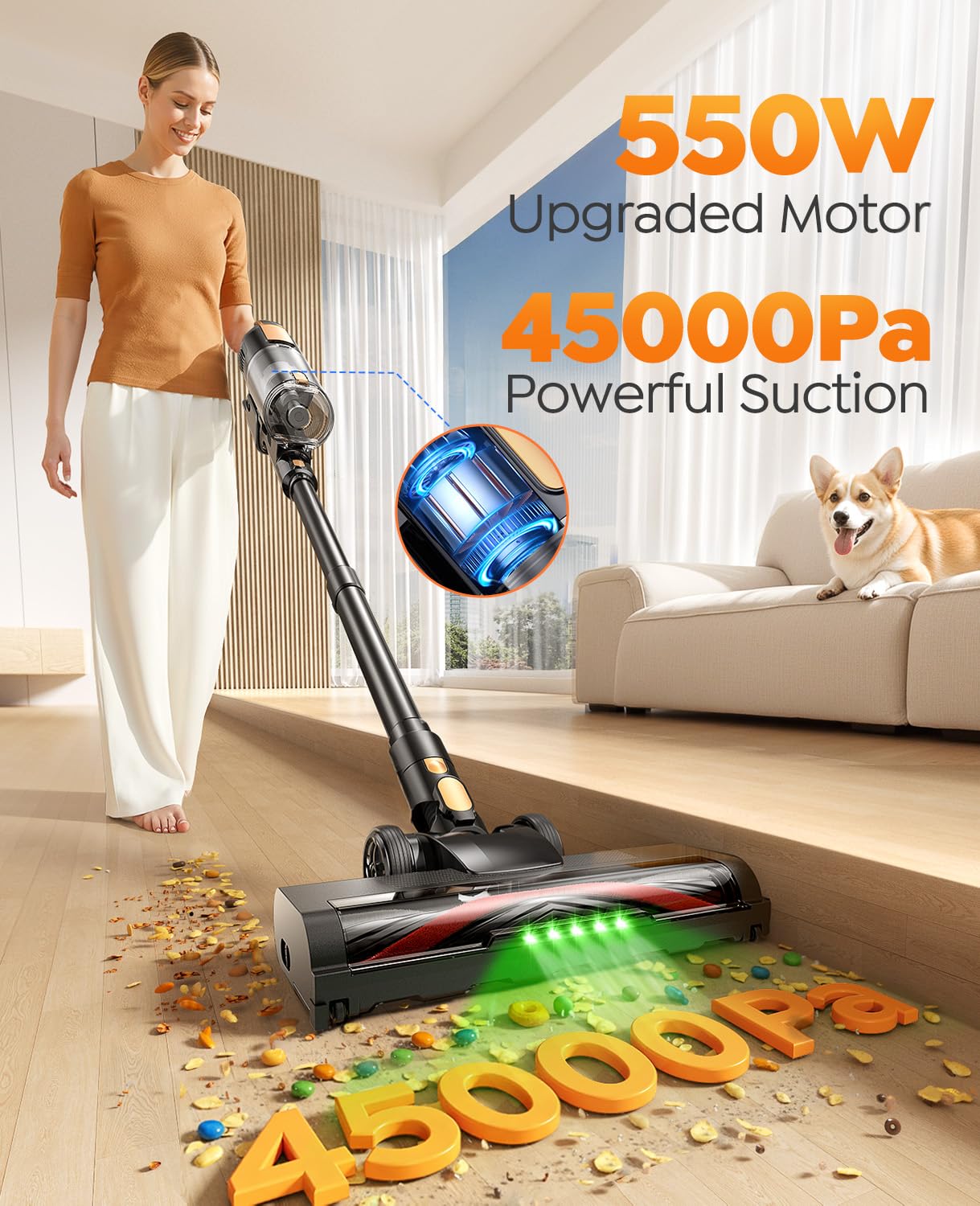 BP60 cordless vacuum 550W motor close up