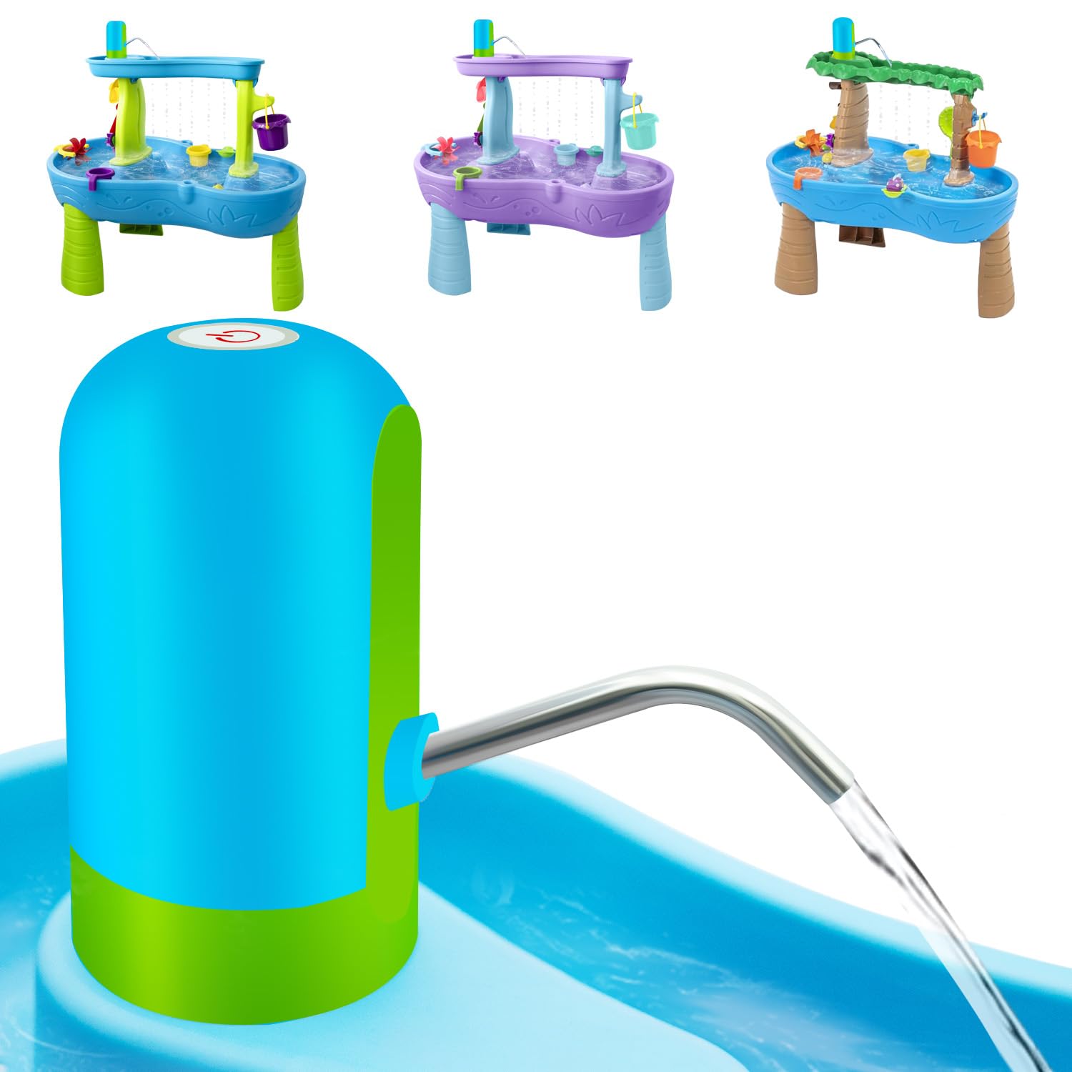 Intoypad Water Table Pump blue on backyard setup