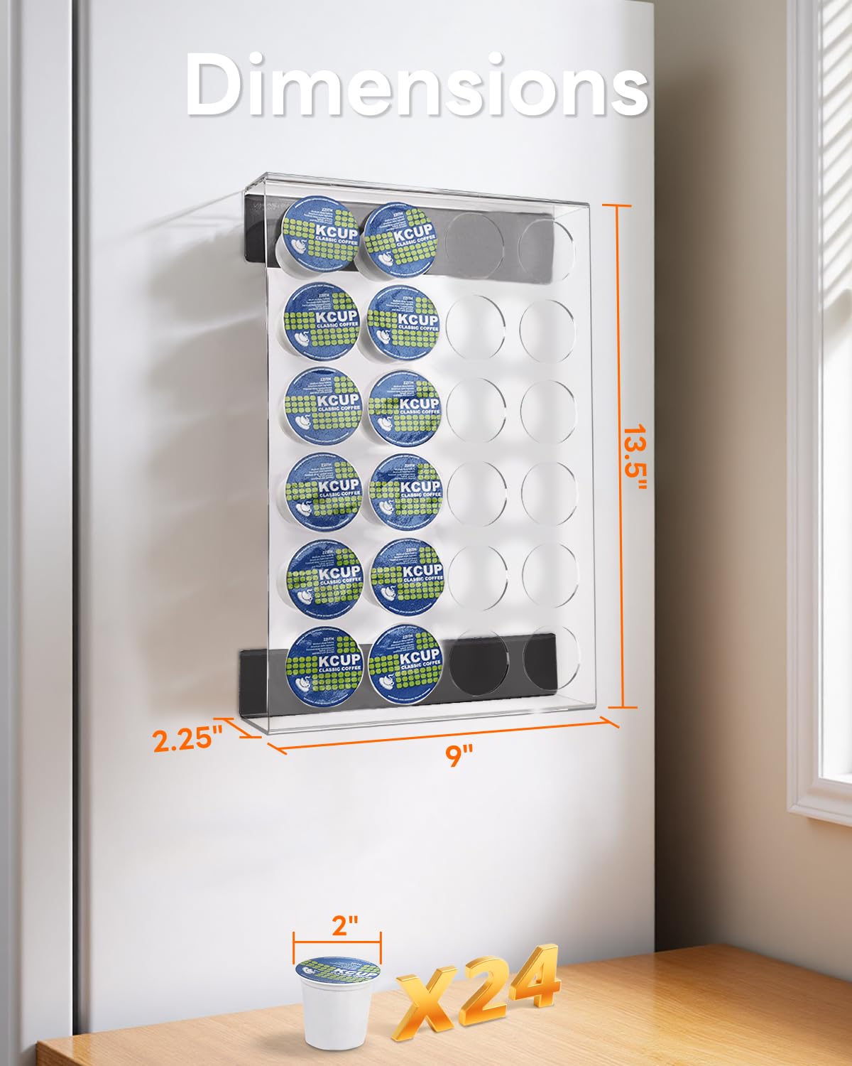 K Cup Holder for Refrigerator in crystal clear acrylic