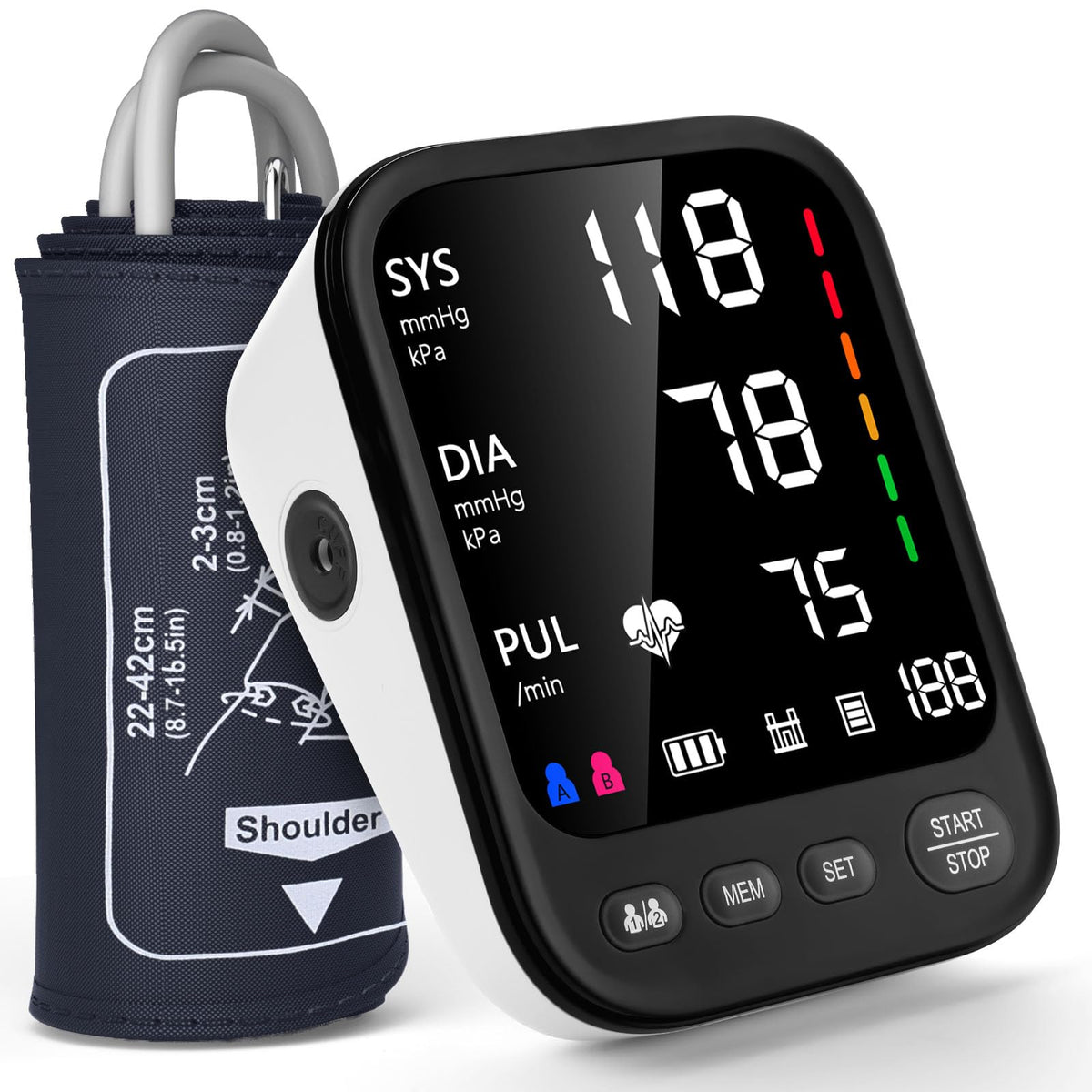 Invaxe blood pressure monitor with 2x199 storage for two users