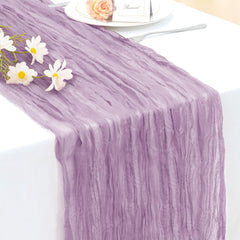 INVGEEXI lilac cheesecloth table runner 35x120 on dining table