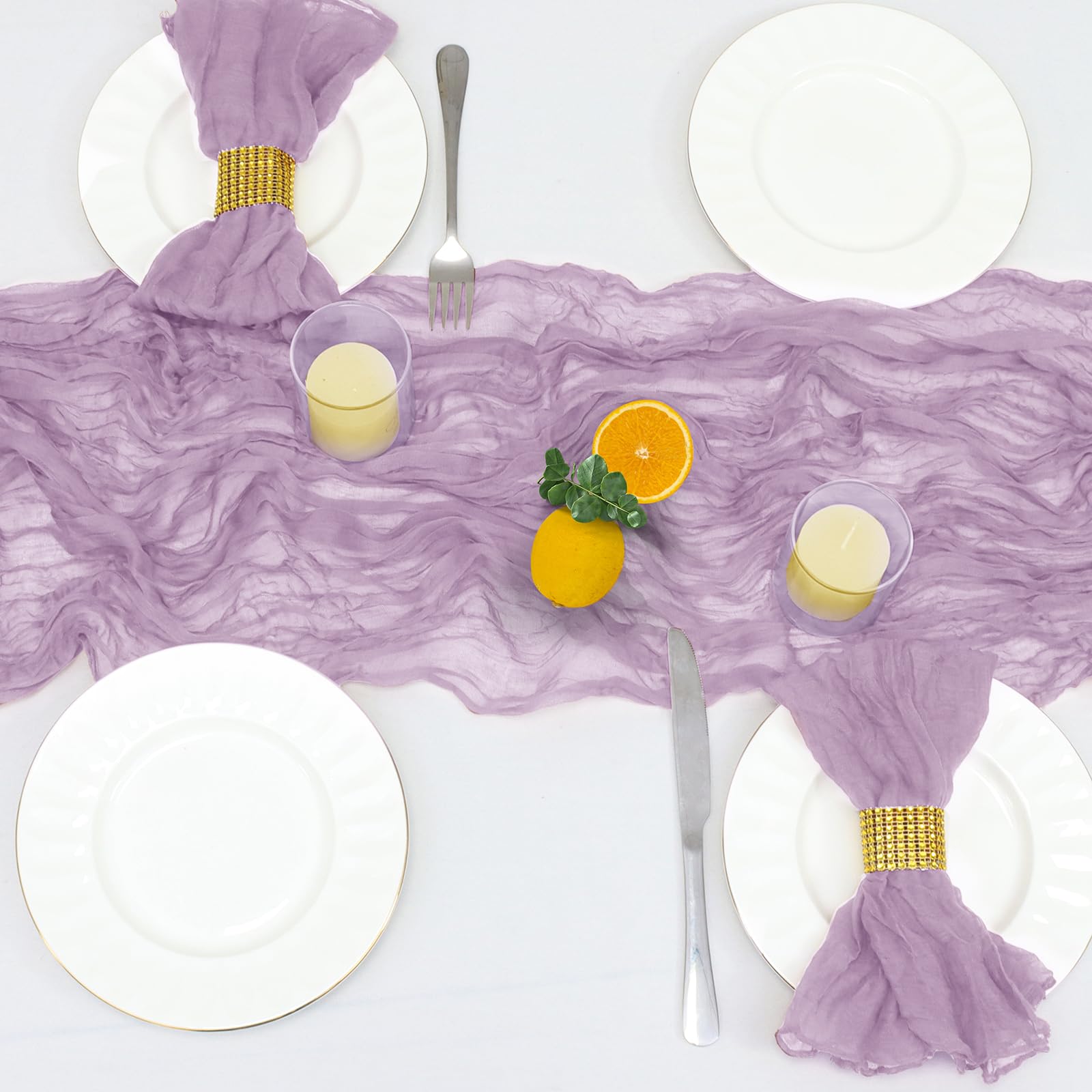 INVGEEXI 1 pack lilac cheesecloth table runner display