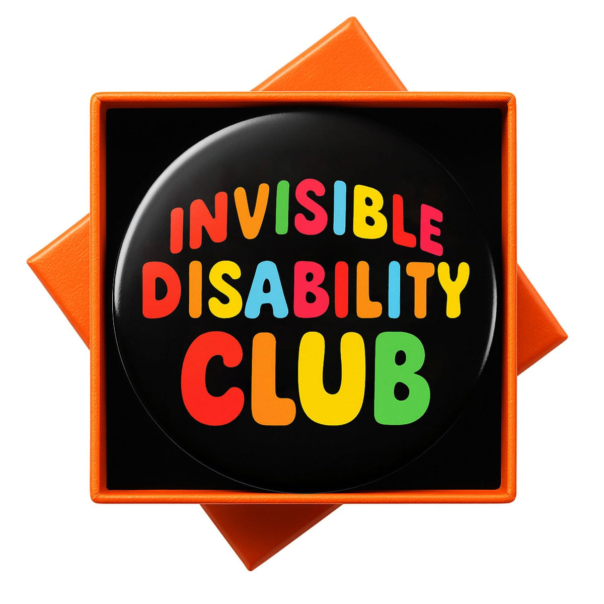JNSVIEA Invisible Disability Club Pin Badge Button 2.3 inch front view