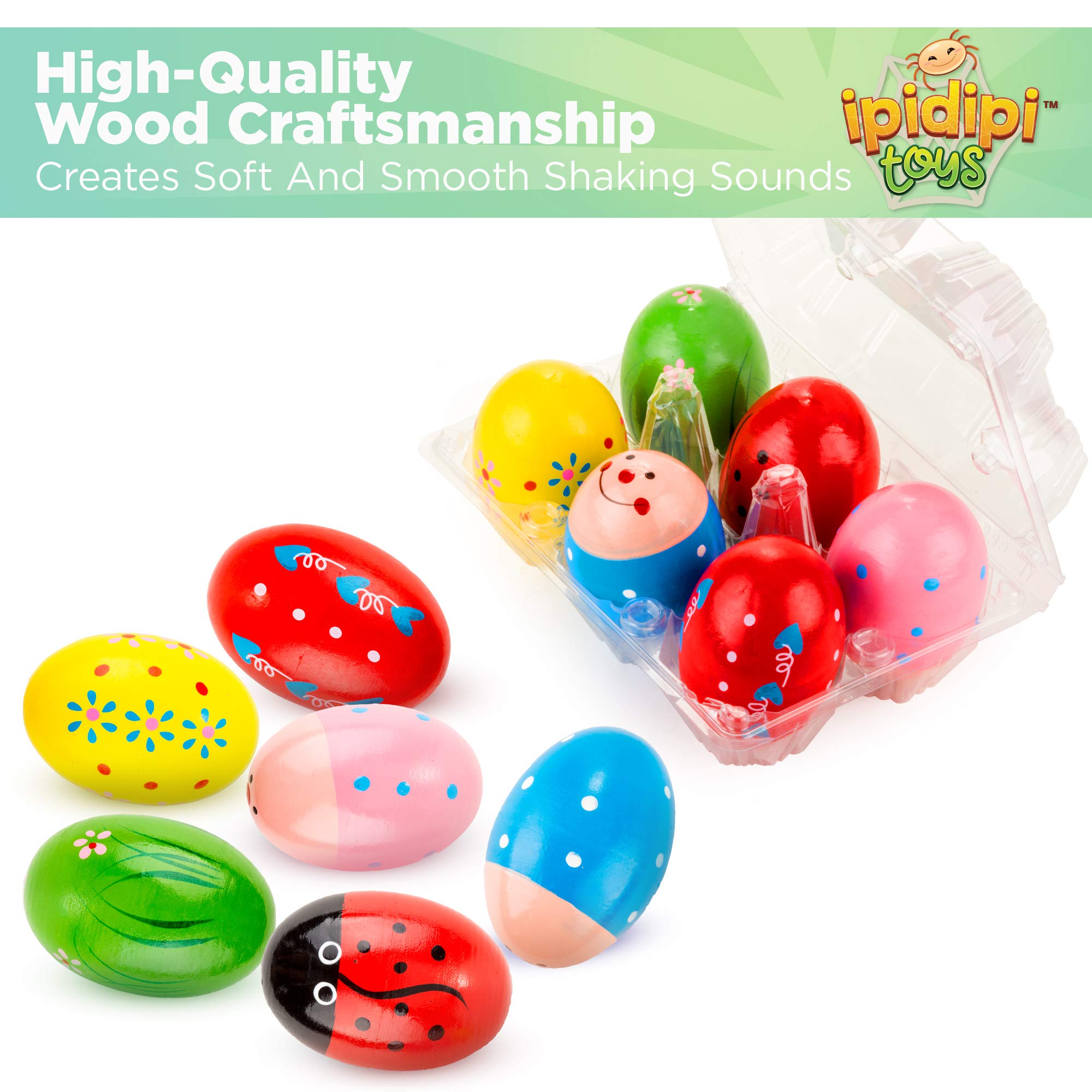 Six pack IPIDIPI TOYS Egg Shakers for Kids ages 1-3