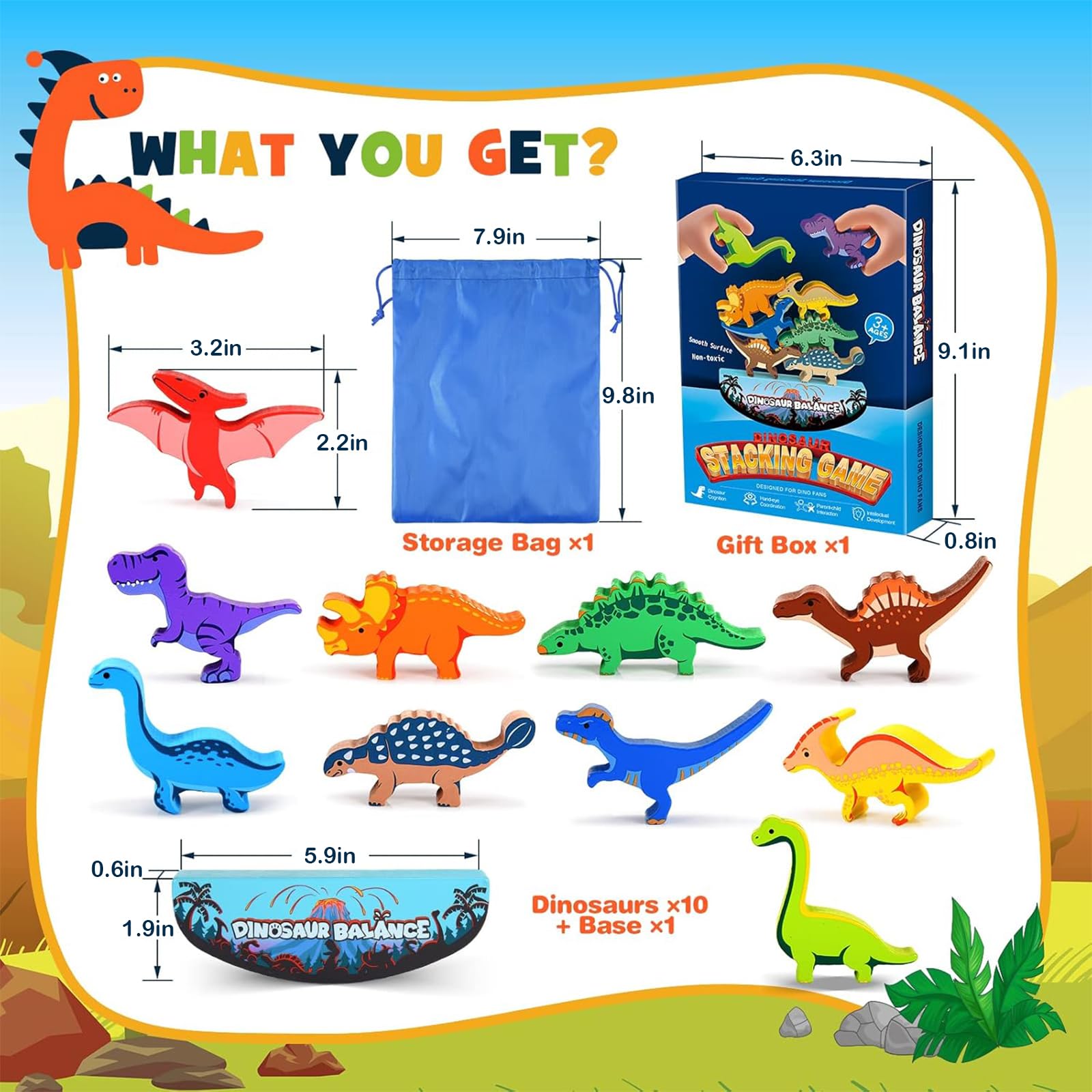 IPOURUP dinosaur blocks gift box packaging