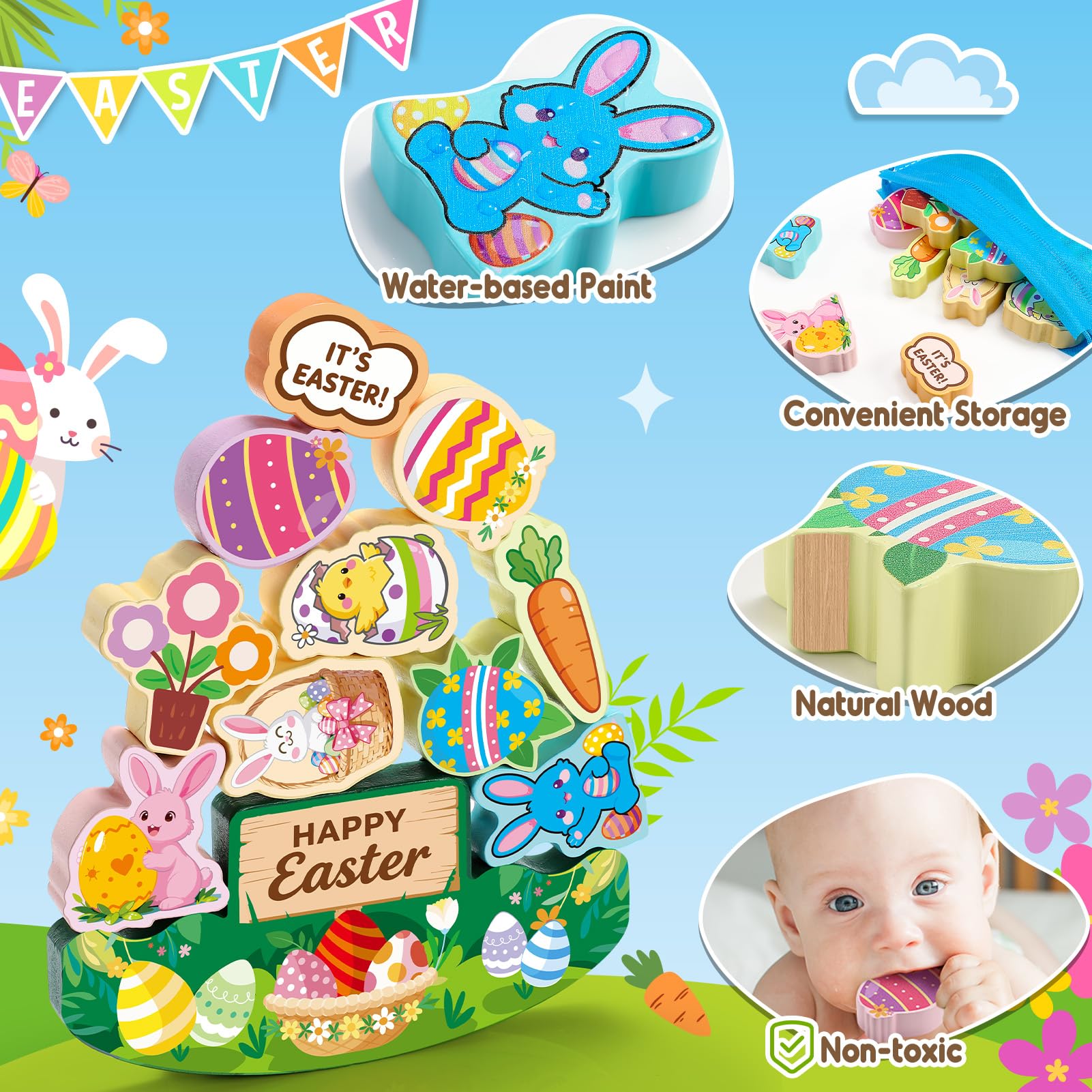 Wooden stacking blocks IPOURUP for kids