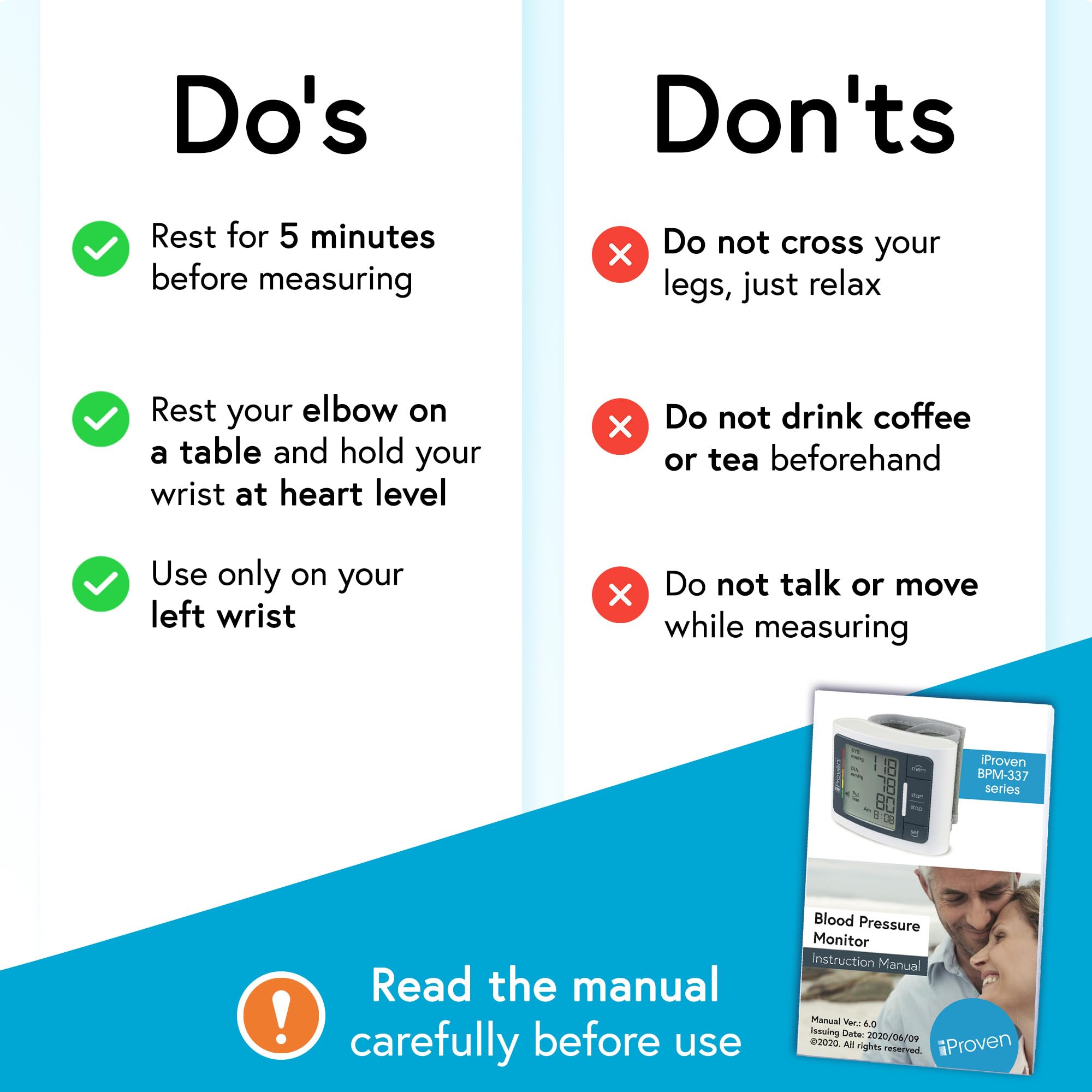 Box contents: Wrist Blood Pressure Monitor manual quick start guide and batteries