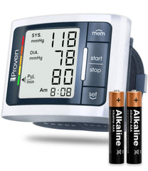 iProven wrist blood pressure monitor for home use with color coded indicator