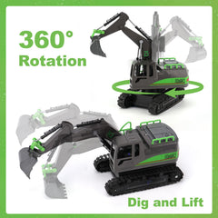 IQKidz RC excavator 1/14 scale in sandbox setting