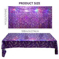Iridescent laser tablecloth purple pattern for parties 54x108