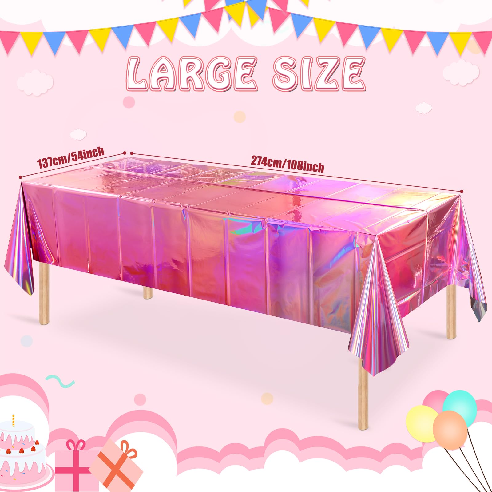 54 by 108 inch pink plastic tablecloths suitable for rectangular tables